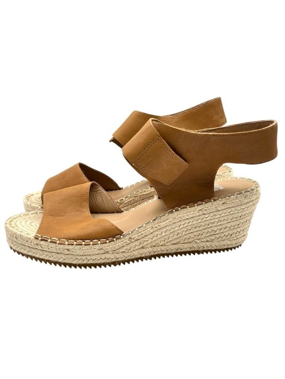 Eileen Fisher Tan Leather Espadrille Wedge Sandals Ankle Strap Womens Size 11 - Picture 5 of 10
